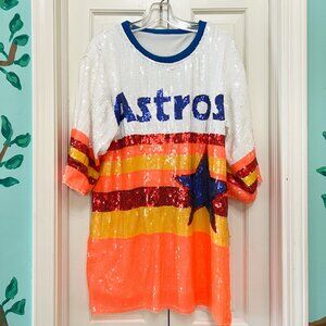 47 Brand Houston Astros Sequin Jersey Shirt Dress - One Size